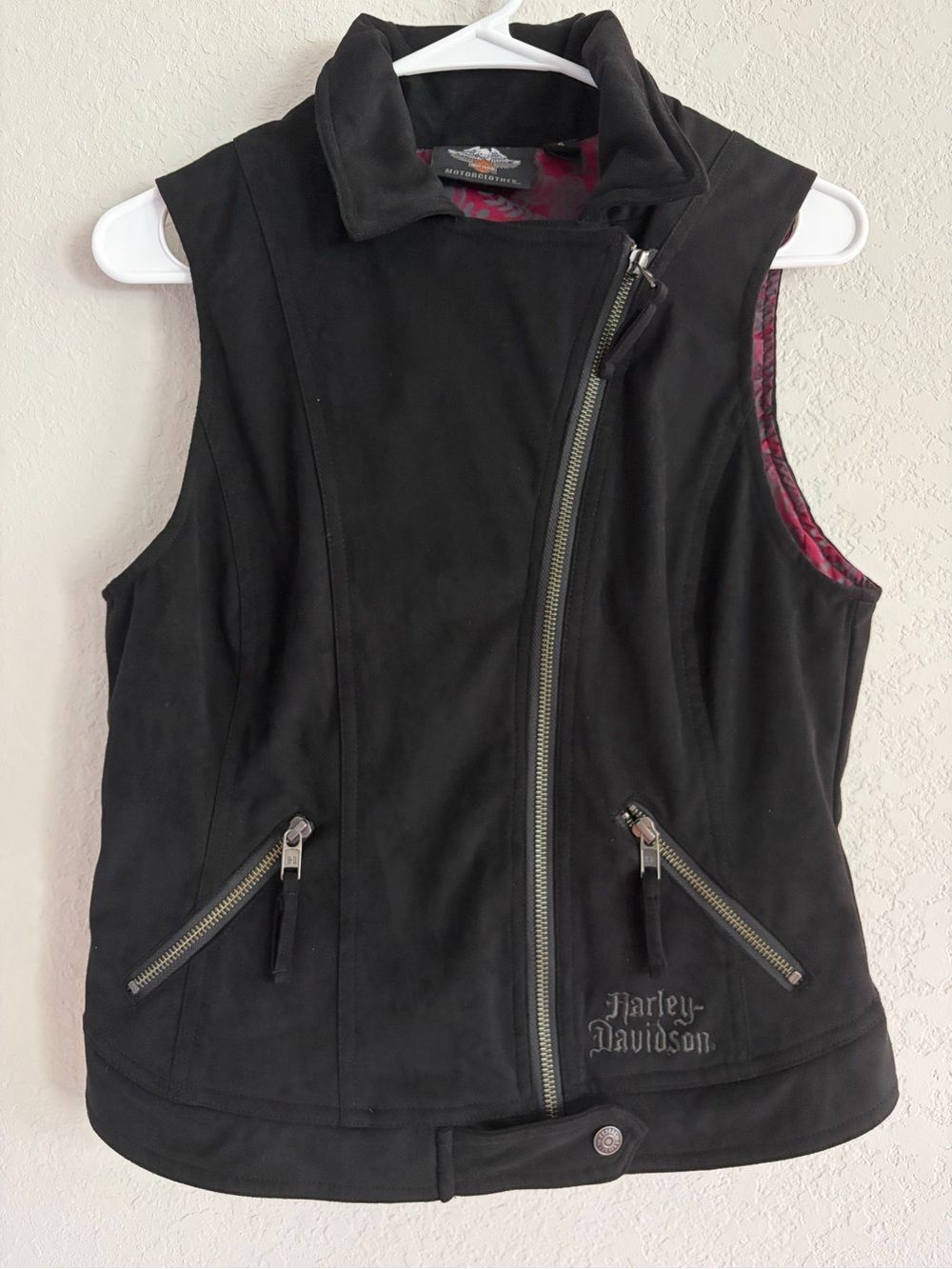 Harley-Davidson Women's Serpent & Heart Zipper Vest Size Small Black Pockets